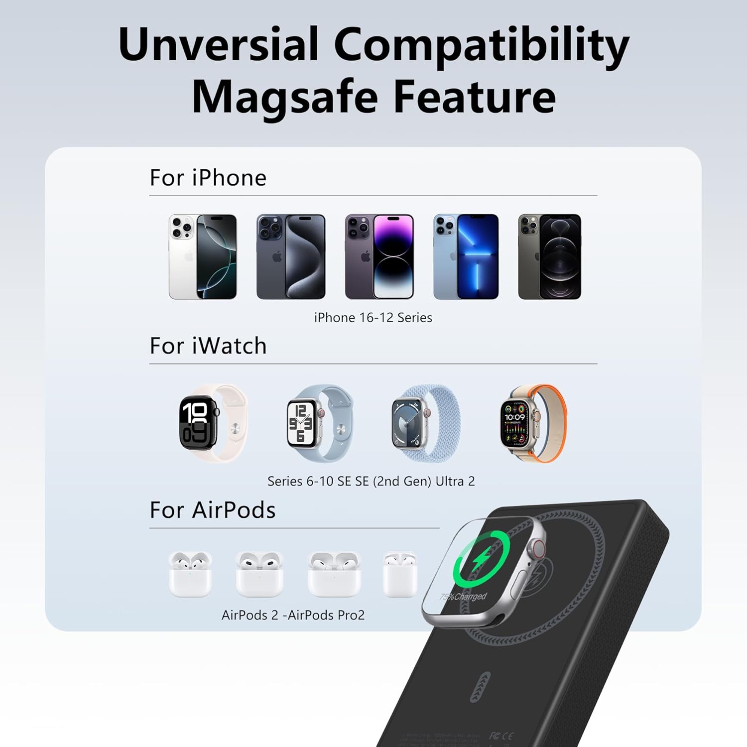 Magnetic Power Bank 10000mAh, Wireless Fast Charging Portable Charger, Foldable Stand Slim Power Bank,for Apple Watch,Mini Battery Pack Compatible for iPhone 12/13/14 Plus/Mini Series (Black) Magnetic Power Bank 10000mAh, Wireless Fast Charging Portable Charger, Foldable Stand Slim Power Bank,for Apple Watch,Mini Battery Pack Compatible for iPhone 12/13/14 Plus/Mini Series (Black)